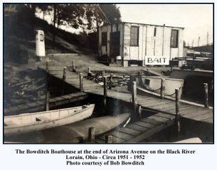 BOB BOWDITCH BOATHOUSE - 1951 - 1952 FROM BOB BOWDITCH - WITH TEXT AND FRAME